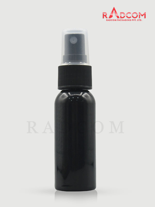 30ML Boston Black Pet Bottle with Black Mist Pump with PP Dust Cap
